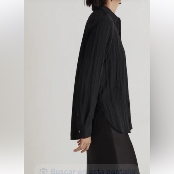 Madewell Black Notched Collar Ribbed Button Down - Picture 2 of 8